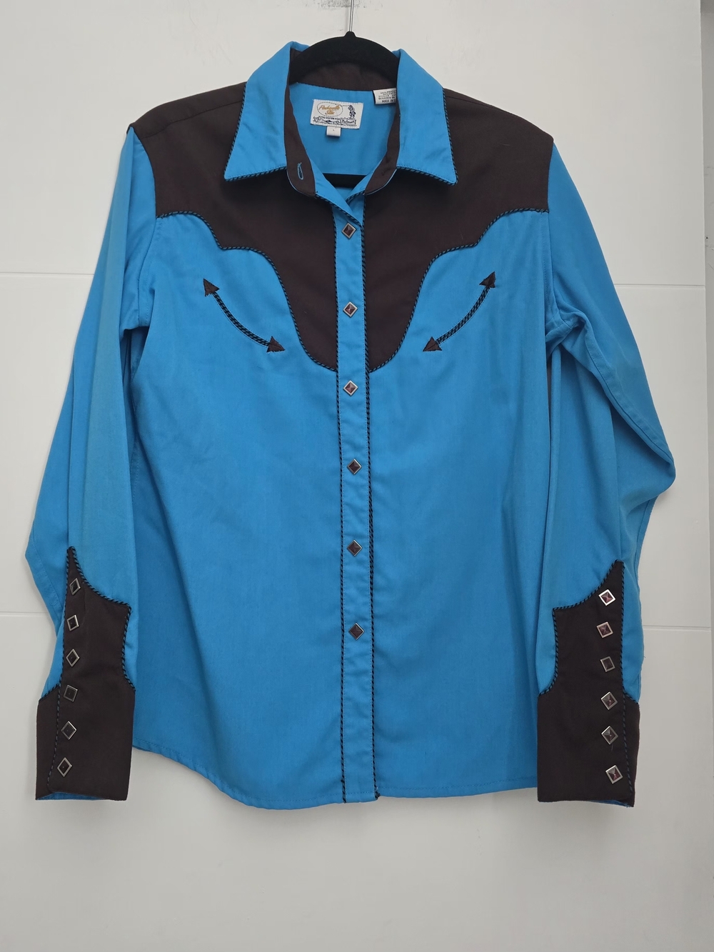 Panhandle Slim Turquoise & Brown Western Pearl Snap Shirt L